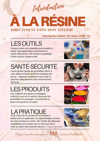 Cours d'introduction à la résine 27 avril | 13hr à 15hr